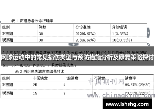 网球运动中的常见损伤类型与预防措施分析及康复策略探讨