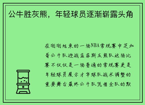 公牛胜灰熊，年轻球员逐渐崭露头角