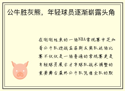 公牛胜灰熊，年轻球员逐渐崭露头角